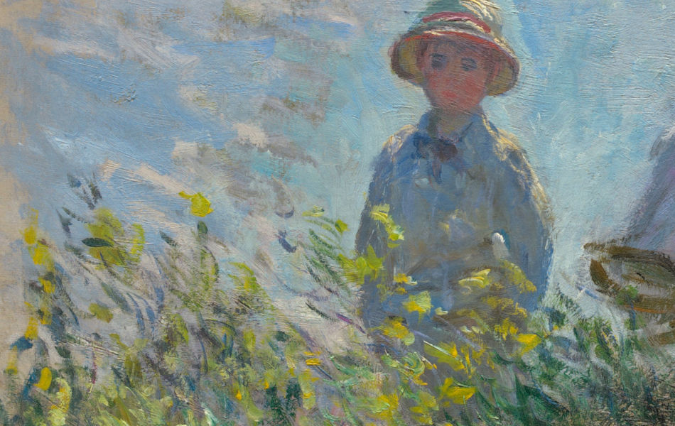 Woman with a Parasol - Foreground detail showing Monet's rapid brushstrokes